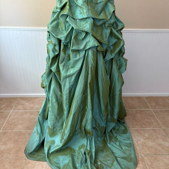 Alliage Paris Ruche Iridescent Green-Blue Gown | Corset Bust 38 | Size 12 AS-IS - Picture 10 of 16